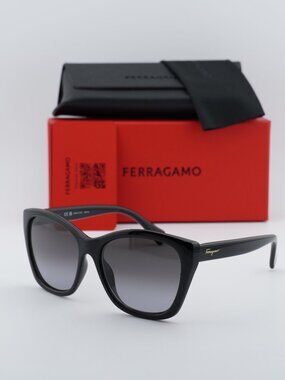 Salvatore Ferragamo SF957S 001 Cat Eye Sunglasses - Black / Grey